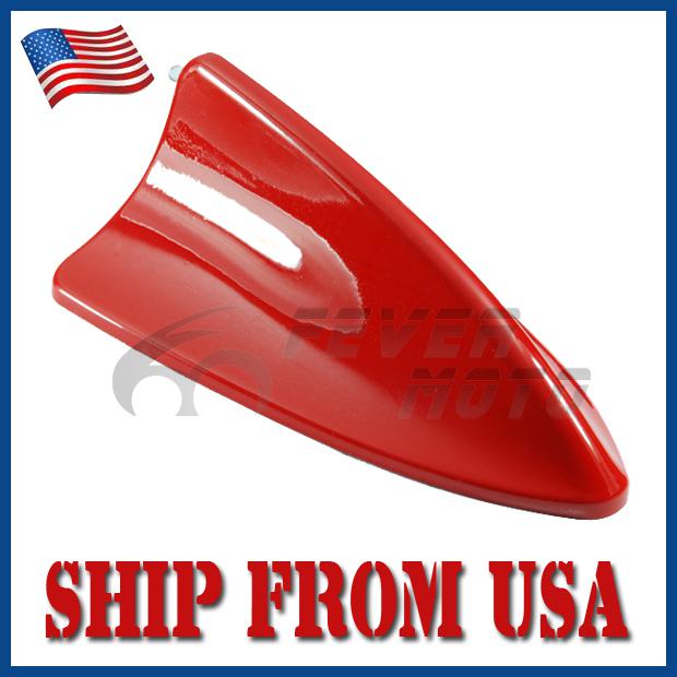 Us shark fin style roof top antenna base decoration auto universal red brand new