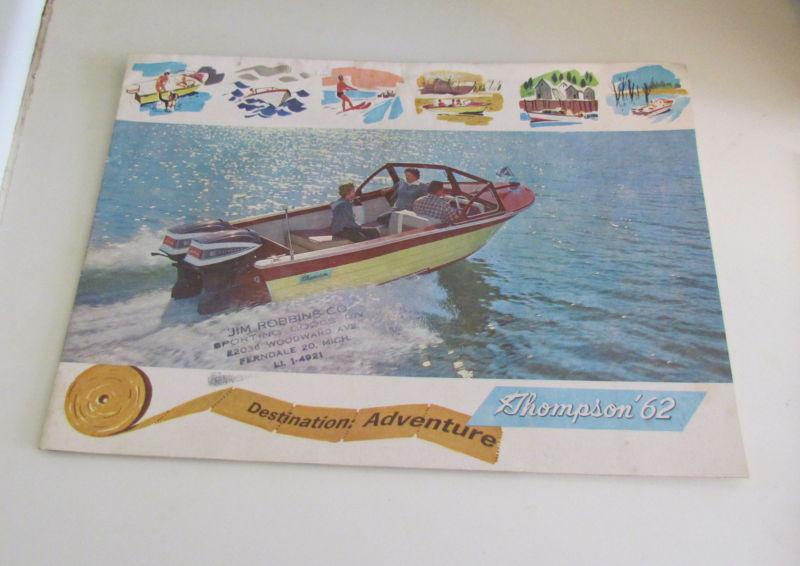 1962 thompson boat sales literature brochure