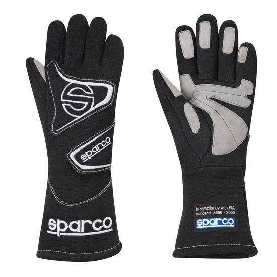New sparco flash 3 racing gloves, black size medium, sfi/fia approved