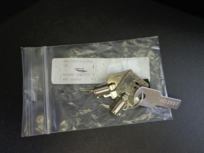 Harley davidson barrel key ignition/fork lock key set 71452-91a 3997