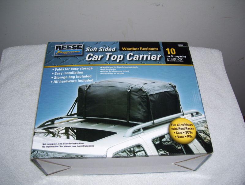 Reese car top carrier, soft sided, weather resistant, 10 cu. ft. cap. new in box