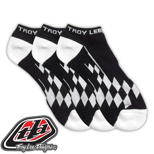 Troy lee designs tld ankle socks- black/white race checkers 3-pack- 2 sizes