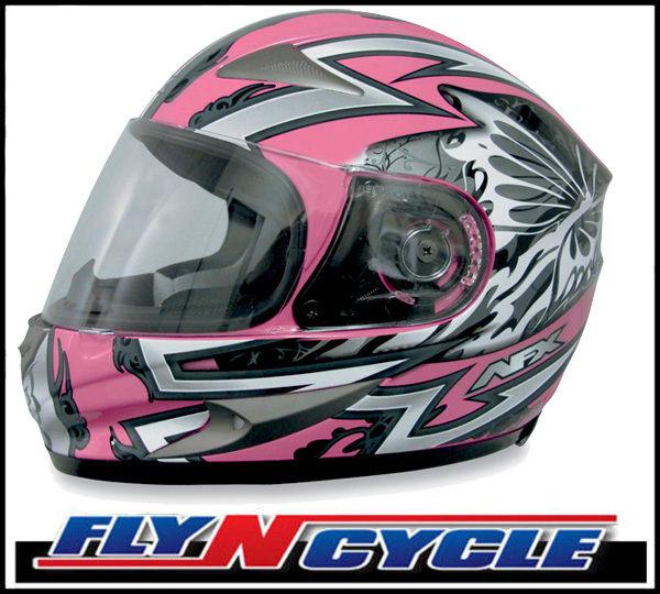 Afx fx-90 silver & pink passion xl full face motorcycle helmet dot ece