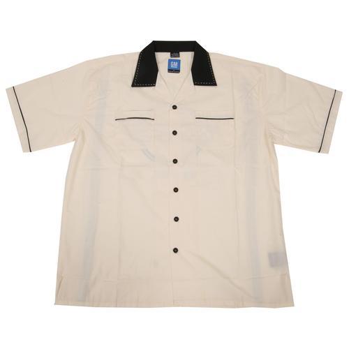 Ghh shirt button down cotton rayon short sleeve white retro corvette men's 2xl
