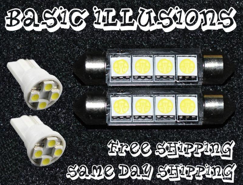 Green 2x 211 4smd dome map light + 2x 194 4led license plate courtesy bulbs