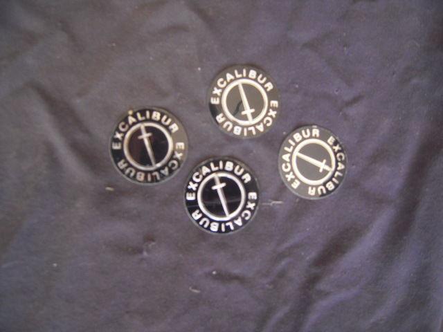Excalibur roadster-phaeton center cap emblem badges nos - super rare!!!!
