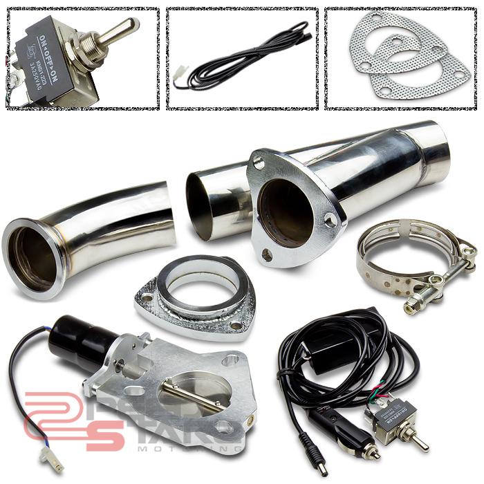 2.5" electric catback exhaust e-cut out y-pipe piping+switch+wiring harnesses