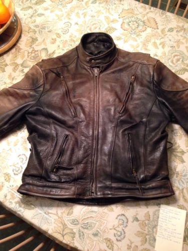 Vintage mens leather jacket- size 50- aged leather- motorcycle jacket