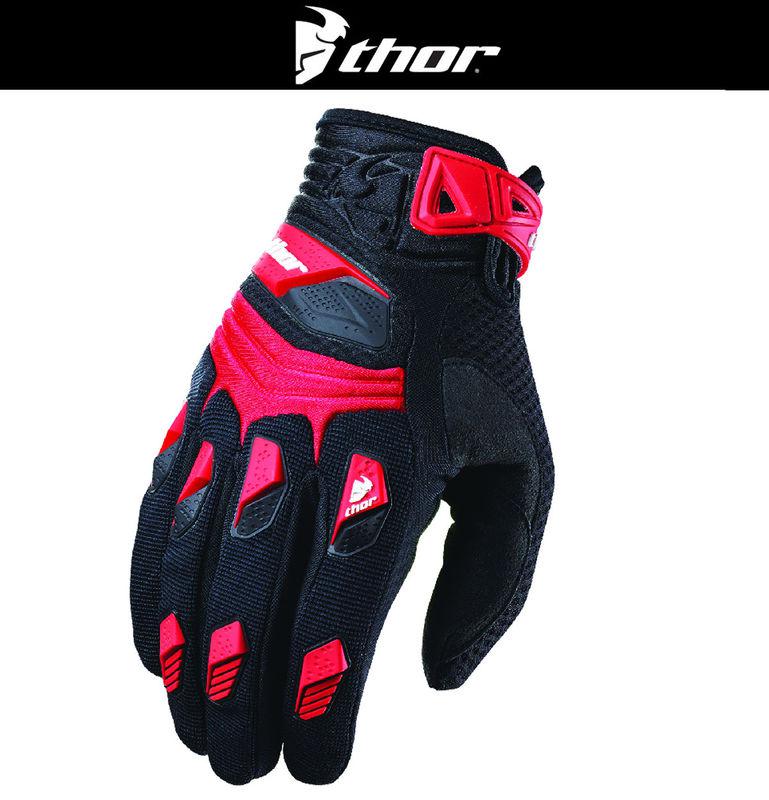 Thor deflector red black dirt bike gloves motocross mx atv 2014