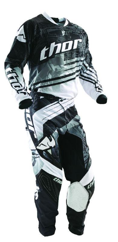 Thor phase swipe black white dirt bike jersey pants mx atv gear gray 2014