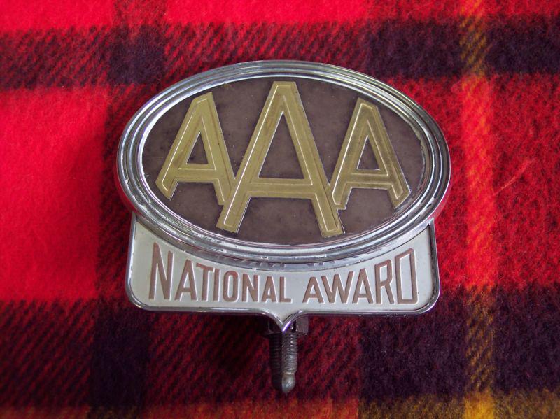 Vintage aaa national award car license plate topper or trunk bumper emblem 