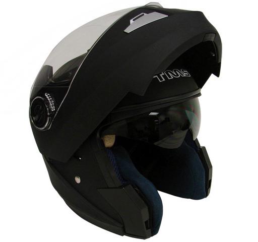 Flip up modular motorcycle sport bike dual shield smoke sun visor helmet black~m