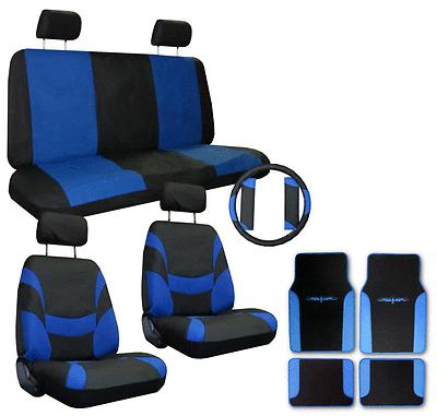 Blue black xtreme car truck suv seat covers pkg w/ tattoo floor mats & more #5