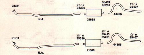 1969-1970 dodge dart dual exhaust system, aluminized, with 340 engines