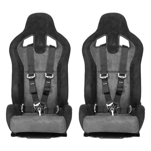 Pair of black racing seats harness belt 4 point camlock quick release 2 inches