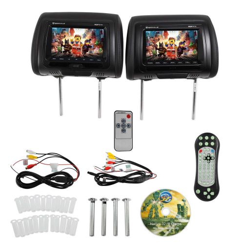 Rockville rdp711-bk 7&#034; black car headrest monitors w/dvd player/usb/hdmi+games