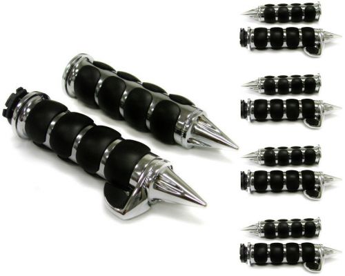 Lot 5~spike chrome hand grip w/ throttle boss for motorcycle cruisers wholesale