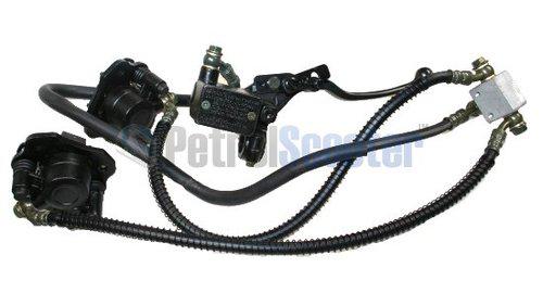 Atv quad hydraulic front brake set kit includes 2 callipers hoses hand brake