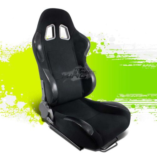 2x pvc leather carbon look jdm sports racing seats+adjustable sliders right side
