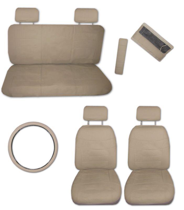 Superior artificial leather tan car truck seat covers set with extras #d
