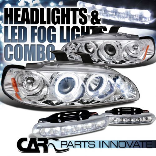 Fit 92-95 civic 2/3/4dr chrome halo led projector headlights+6-led drl fog lamps