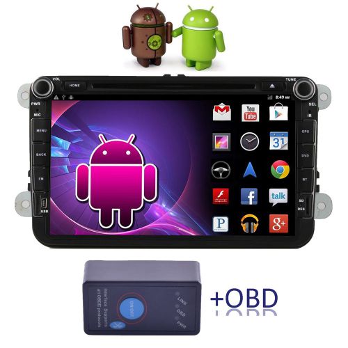 Android 4.4 8&#034; car dvd player gps navigation 3g wifi radio ipod with obd for vw