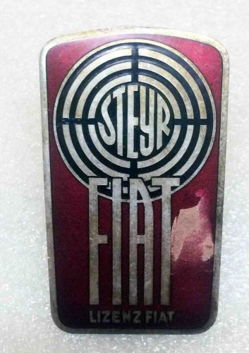 Very rare emblem steyr / fiat lizenz license austria italy italia enamel screw