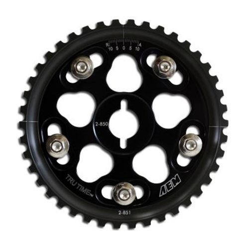 Aem 23-850bk black tru-time adjustable cam gear 5-bolt for talon neon eclipse