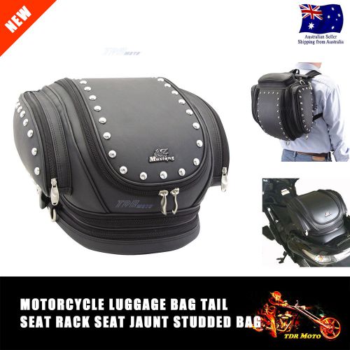 Motorcycle leather mustang seats jaunt bag studded - 13321 backpack saddle rear