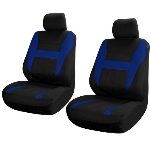 Suv van truck seat covers for front bucket seats black / blue 6pc w/head rest