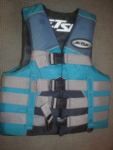 Kawasaki life vest pfd ski vest adult 28-32&#034; chest teal gray &amp; black new oem