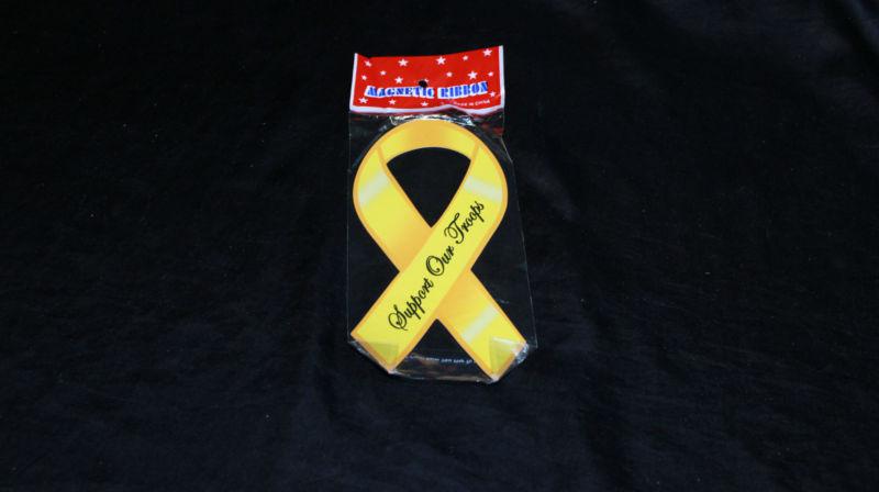 Nip yellow "support our troops" ribbon magnet
