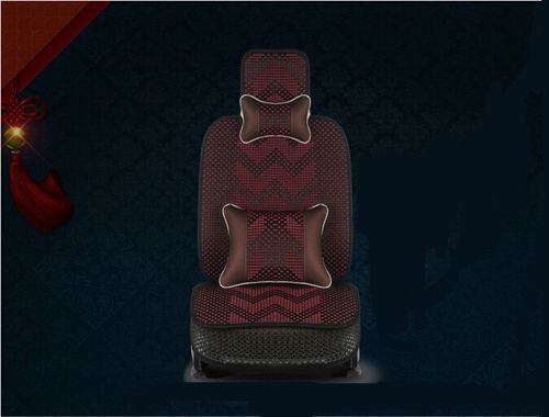 Car seat cover w style ice silk 5 seat genenal fit for all car black+red 10pcs