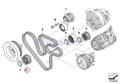 Bmw genuine deflection pulley - alternator a/c ac power steering belt e71 053