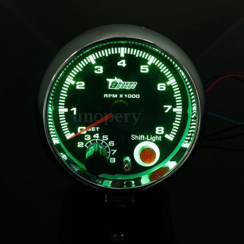 12v dc universal car 3.75&#039;&#039; rpm tachometer tacho gauge with shift light 0-8000