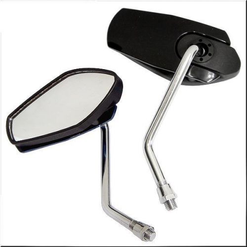 Motorcycle 10mm 8mm clockwise rear view mirror black x 2 pieces