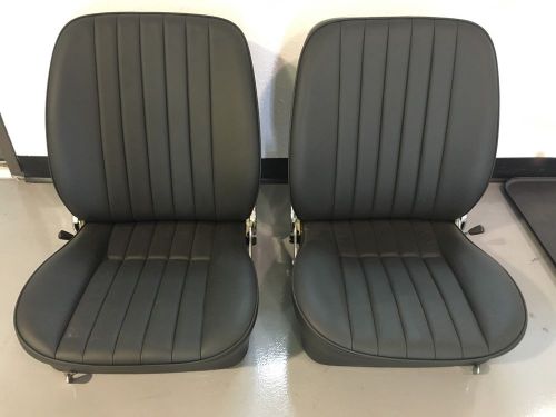 Porsche 356 seats pair black leather new upholstery