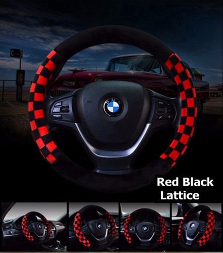 38cm universal lattice wheel covers steering wheel cover mosaic red black brown
