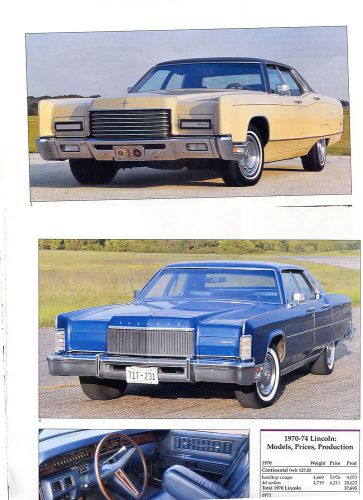 1970 1971 1972 1973 1974  lincoln continental color 10 page article town car