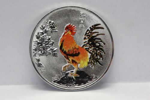 Silver plated medal chinese zodiac signs - year of the chicken