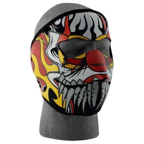 Neoprene winter face mask lethal threat flame skull / reversible