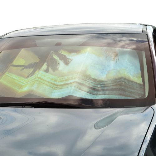 Bdk golden palm tree sunshade for car windshield purple autoshade foldable