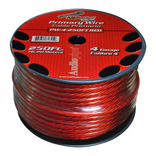 Power wire 4ga 250&#039; red audiopipe pw4rd wire