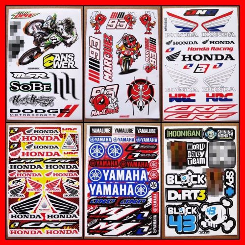 Motocross dirt rider  car  racing bike moto-gp skateboard  stickers 6 sheets