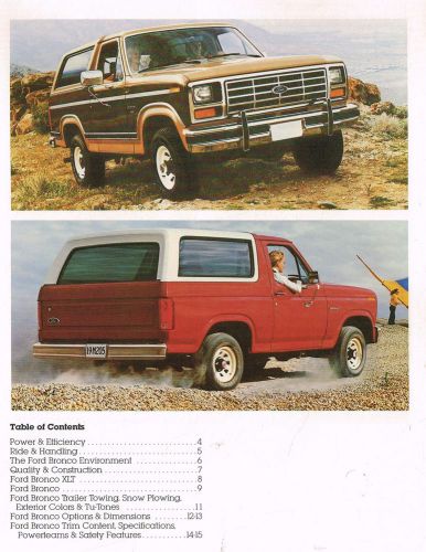 1984 ford bronco truck brochure / catalog with color chart: xlt, 4x4, 4wd