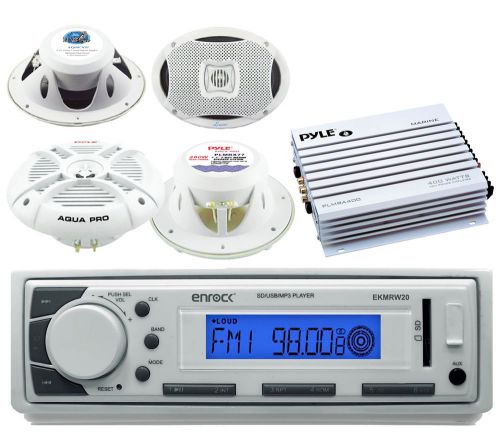 400w marine amplifier,6x9&#034;&amp;7.7&#034;marine speakers,enrock usb am fm mp3 marine radio