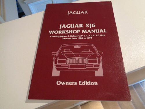Jaguar xj6 workshop manual 1986 - 1994 owners edition *free shipping*