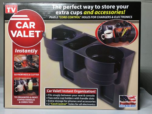 Car valet instant coffee cup and cords organizer as seen on tv