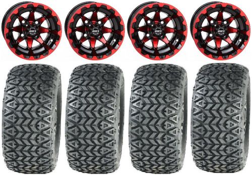 Sti hd6 red/black golf wheels 10&#034; 22x10-10 all trail tires e-z-go &amp; club car