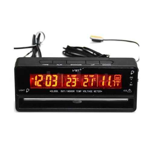 Car digital clock temperature voltage meter thermometer lcd display ts-7010v